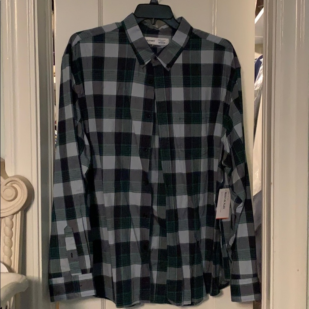 Green and Blue Plaid Button Up